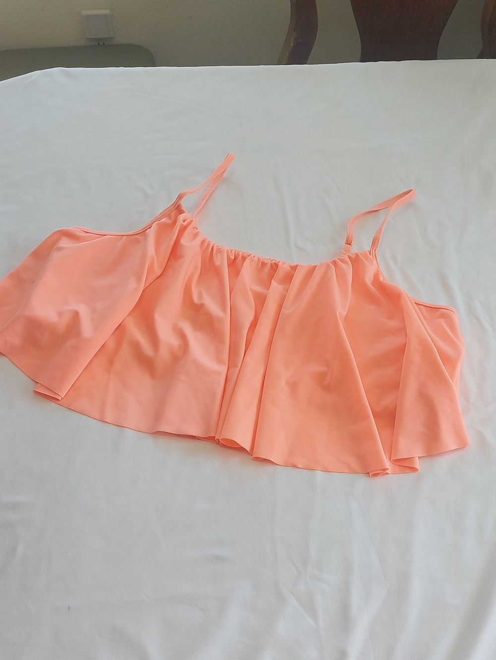 SHEIN Peach Ruffle Spaghetti Strap Crop Swim Top .Size 2XL